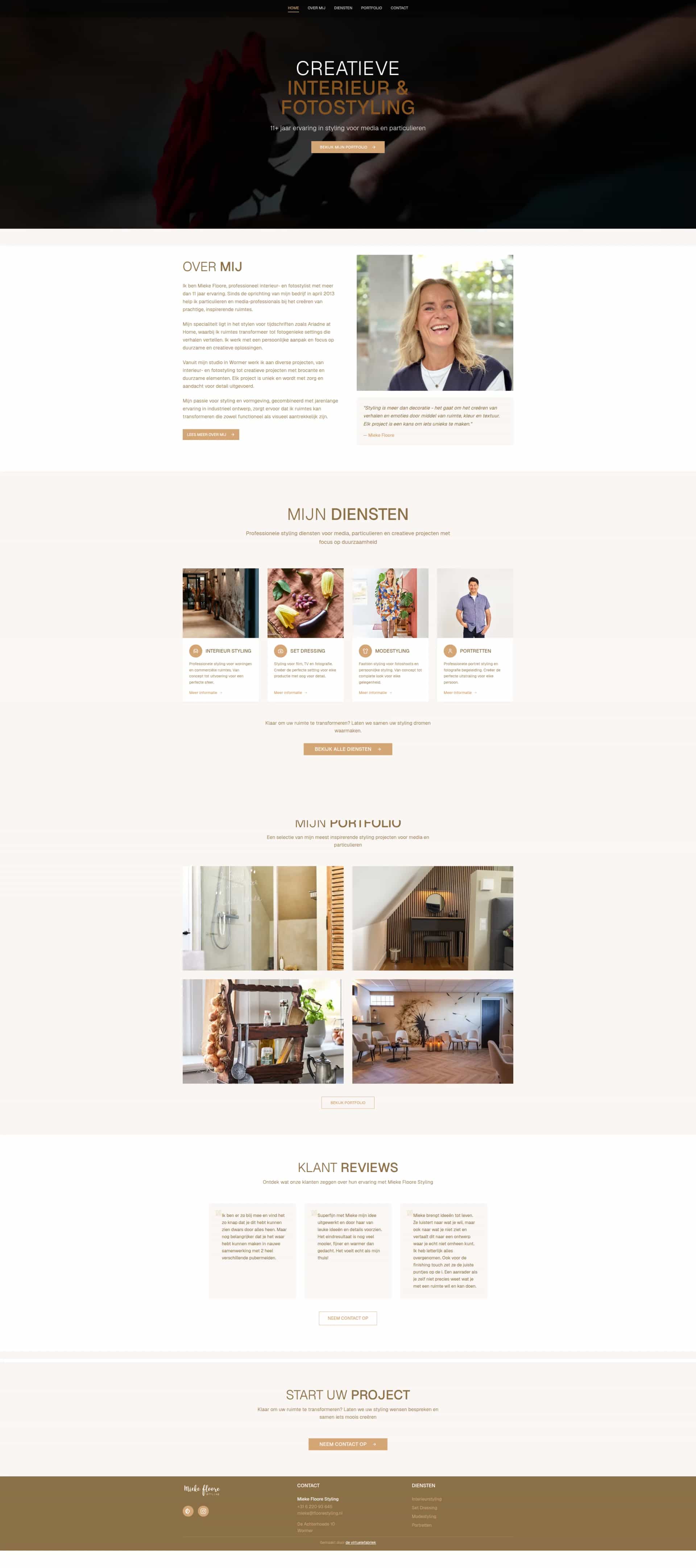 Website screenshot van Mieke Floore Styling