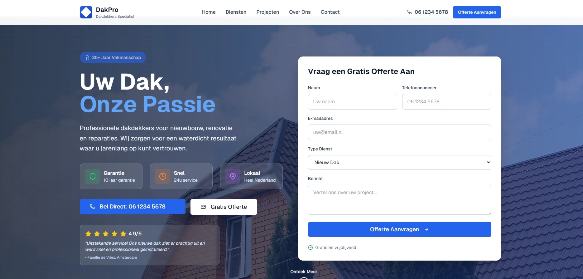 Dakdekkersbedrijf Website